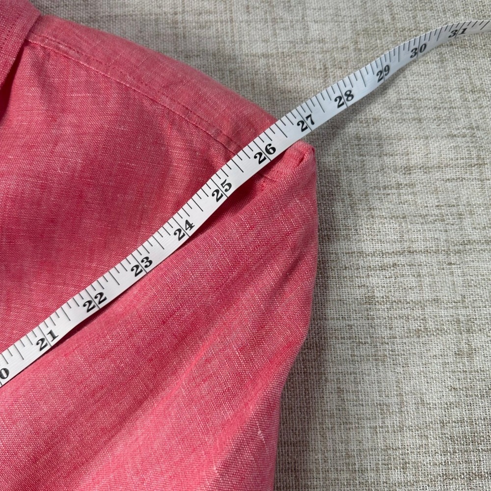 Murano Baird McNutt 100% Linen Coral Pink Long Sleeve Shirt Men's M - Picture 7 of 9